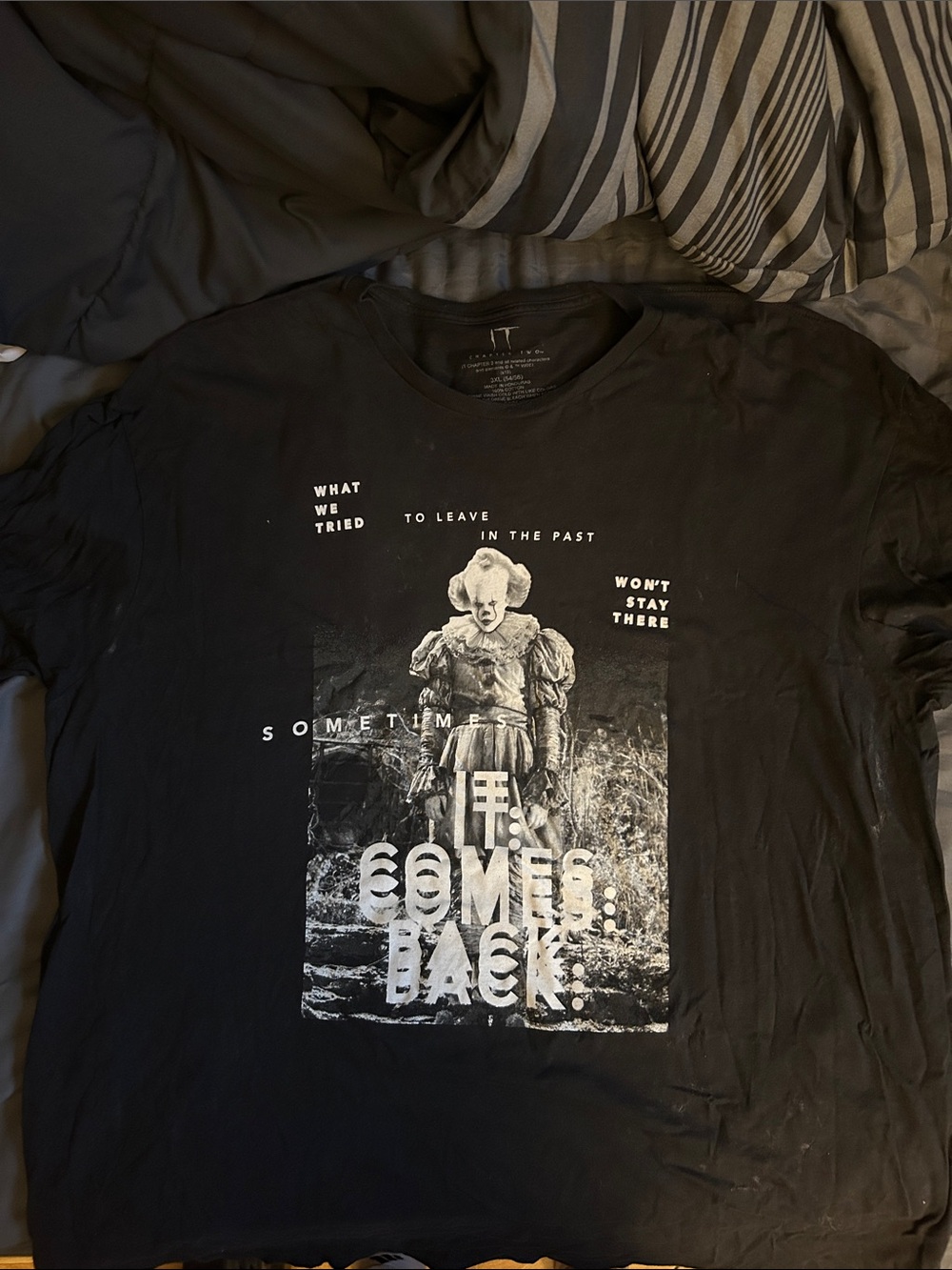 Black Graphic Crewneck Tee with Monochrome Poster Print